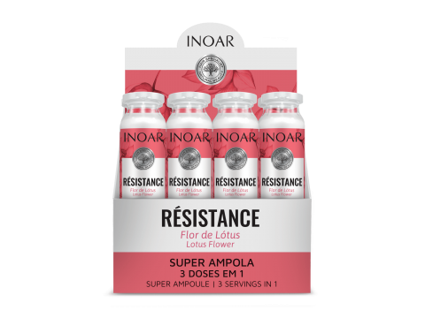 Inoar Resistance Flor de Lotus Ampola Ampulių pakuotė pažeistiems plaukams 12x45ml